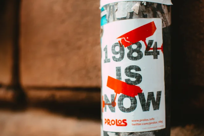 1984 Is Now Prolos bottle on brown surface